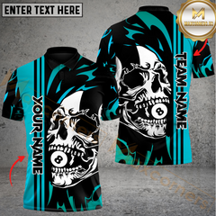 Maxcorners Billiard Flaming Skull 8-Ball Multicolor Customized Name, Team Name 3D Shirts