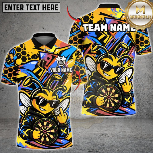 Maxcorners Darts Cool Bee Hornet Sunglasses Middle Finger Target Board Graffiti Artwork Multicolor Customized Name, Team Name 3D Shirts