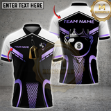 Maxcorners Luxury 8-Ball King Multicolor Customized Name, Team Name 3D Shirts| Black