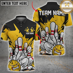Maxcorners Bowling Lightning Blast Multicolor Personalized 3D Shirt,   Angry Ball & Exploding Pins Shirts