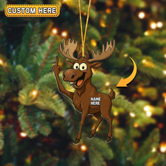 Maxcorners Personalized Funny Moose Attitude Hunting Acrylic Christmas Ornament And Keychain Custom Gift For Hunters 2D Flat