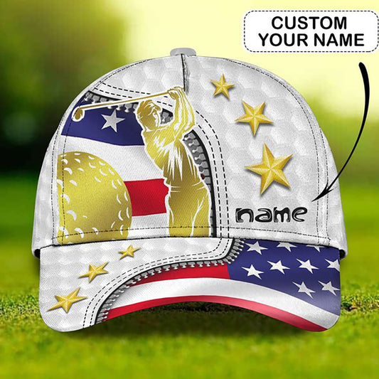 Maxcorners Golden Golfer 3D Personalized Name Cap