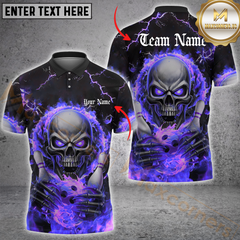 Maxcorners Bowling Shirt Evil Skull Inferno Hands Personalized Name, Team Name 3D Shirt (4 Colors)