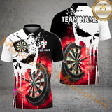 Maxcorners Darts Punished Skull Flame MutilColor Option Customized Name, Team Name 3D Polo Shirt