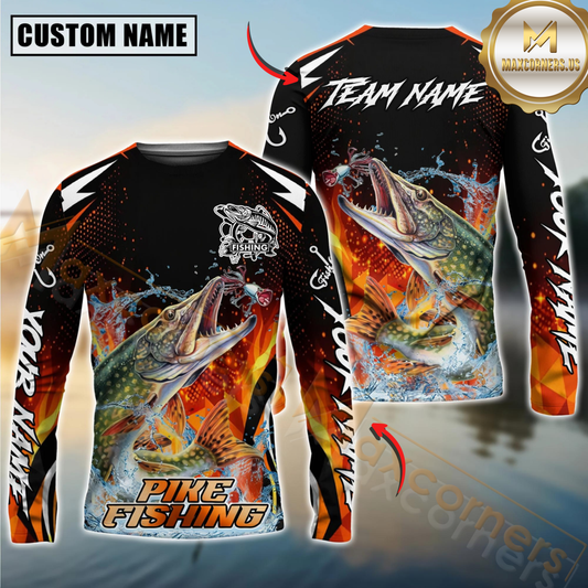 Maxcorners Fishing Fire Touch Custom Name & Team Name 3D Shirts