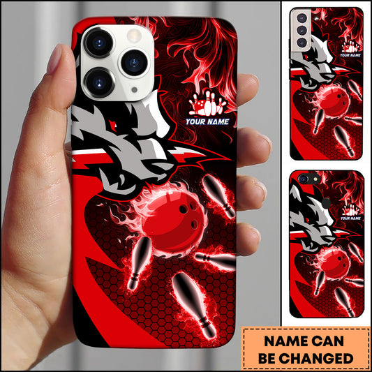 Maxcorners Bowling Wolf Strike Ball Multicolor Personalized Name 3D Phone Case