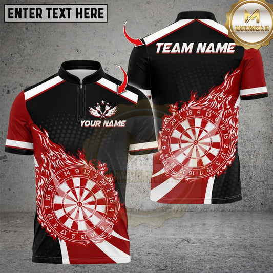 Maxcorners Darts Flaming Multicolor Customized Name, Team Name 3D Shirts 2