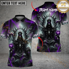 Maxcorners Billiard Ball 8 Pool Skull Hell Throne Personalized Name & Team Name Shirt (4 Colors)