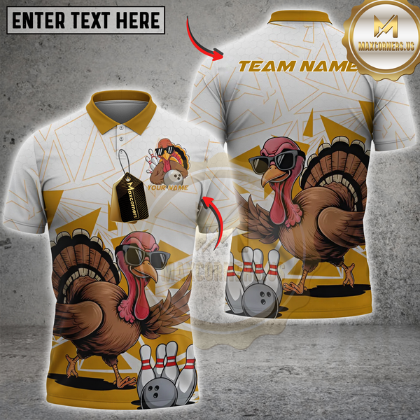 Maxcorners Bowling Turkey Personalized Name, Team Name 3D Unisex Shirt