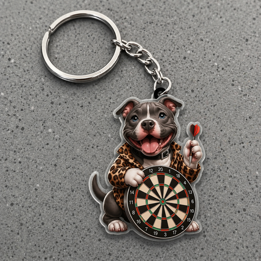 Maxcorners Darts Leopard Print Pitbull 3D Keychain And Ornament