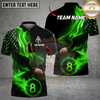 Maxcorners Billiard Ball 8 Eagle Flag Flame Personalized Name Shirt (4 Colors)