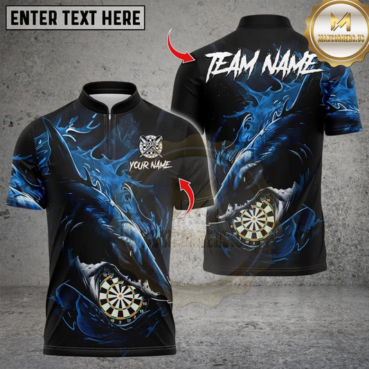 Maxcorners Horror Shark Darts Design Multicolor Customized Name, Team Name 3D Shirt