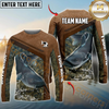 Maxcorners Fishing Leather Pattern Personalized Name, Team Name Long Sleeve Shirt