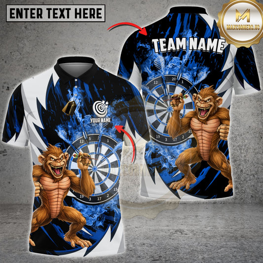 Maxcorners Darts Flaming Dartboard Angry Monkey Player Multicolor Customized Name, Team Name 3D Shirts