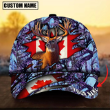 Maxcorners Deer Hunting Canadian Flag Camouflage Pattern Multicolor Personalized Name 3D Cap