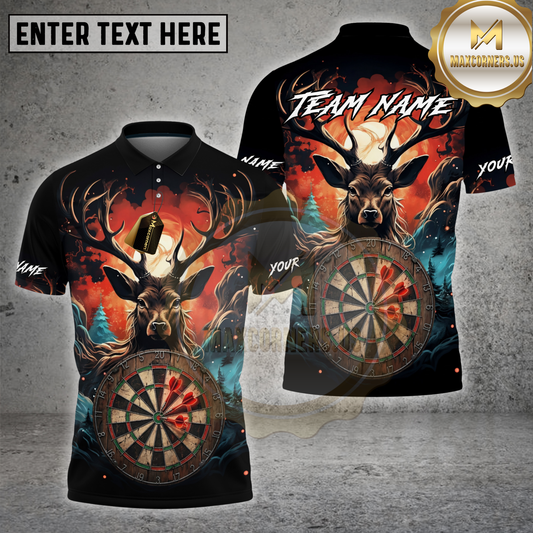 Maxcorners Dart Shirt Majestic Deer Forest Dartboard Art Multioptions Personalized Name, Team Name 3D Shirt (4 Colors)