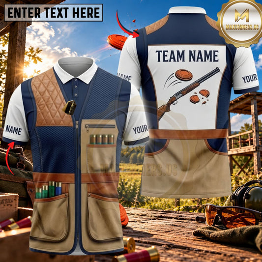 Maxcorners Clay Shooting Classic Shooting Vest Shotgun Clay Target Multicolor Customized Name Team Name 3D Shirts (4 Colors)