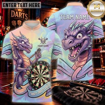 Maxcorners Darts Pastel Purple Mystic Dragon Personalized Name 3D Unisex Shirt