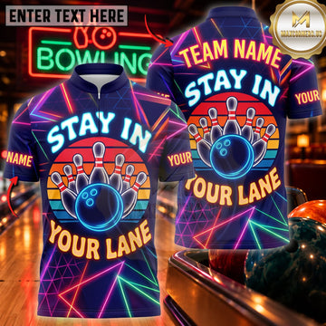Maxcorners Bowling Stay In Your Lane Colorful Bowling Ball Personalized Name 3D Unisex Shirt