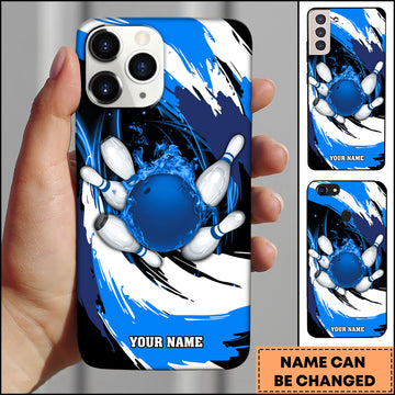 Maxcorners Bowling Fire Strike Pins Multicolor Personalized Name 3D Phone Case
