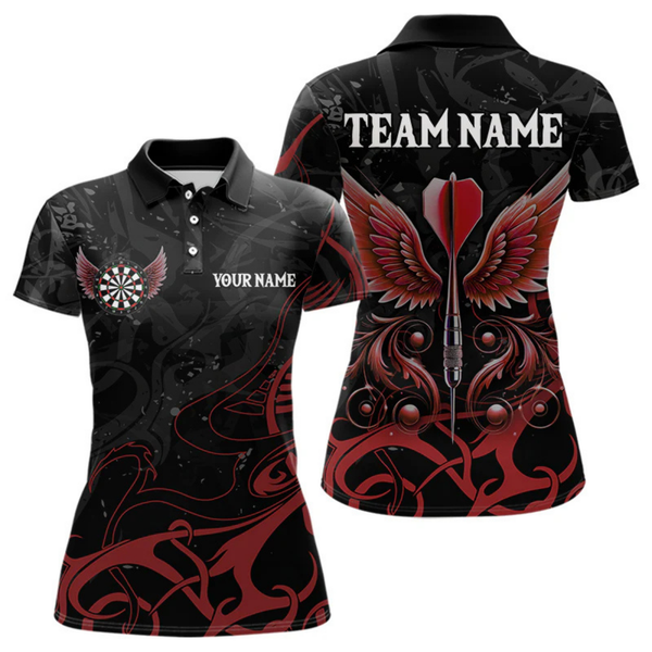 Maxcorners Personalized Red Black Arrow Wings Dart Shirts For Men Team Darts Jerseys LM0554