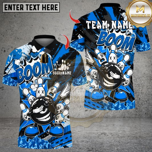 Maxcorners Bowling Angry Ball vs Screaming Pins Multicolor Customized Name, Team Name 3D Shirts