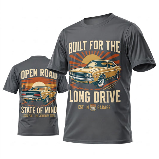 (9 Colors) Maxcorners Personalized Car Classic Muscle Car 3D T-Shirt - Teal Built for the Long Drive Vintage Muscle Car