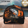 Maxcorners Fishing Epic Sunset Fishing Skull with Dramatic Angler and Boat Scene Personalized Name 3D Cap (13 Fish Species)