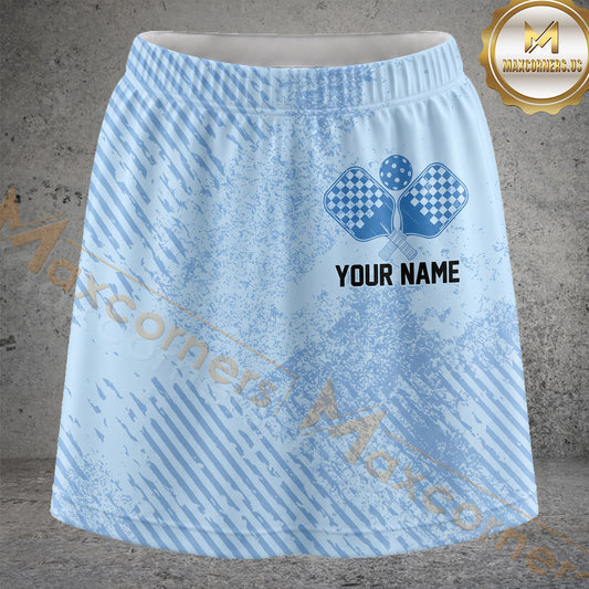 Maxcorners Pickleball Light Blue Paw Print Ball Personalized 3D Skort, Skirts With Shorts