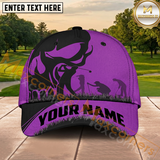 Maxcorners Golf Purple Golfer Shadow Personalized Cap