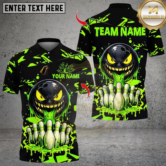Maxcorners Bowling Angry Mad Bowl Ball And Pins Multicolor Customized Name, Team Name 3D Shirts
