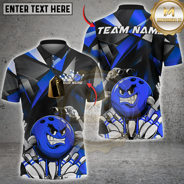 Maxcorners Angry Bowling Ball Multicolor Customized Name, Team Name 3D Shirts