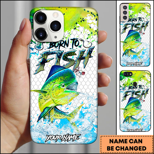 Maxcorners Mahi Mahi Fishing Neon Green Ocean Style Personalized Name 3D Phone Case