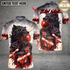 Maxcorner Angry Wolf Bowling Design Multicolor Customized Name, Team Name 3D Shirts