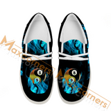 Maxcorners Billiard Cyan Heavenly Flame Personalized Name Canvas Loafer Shoes