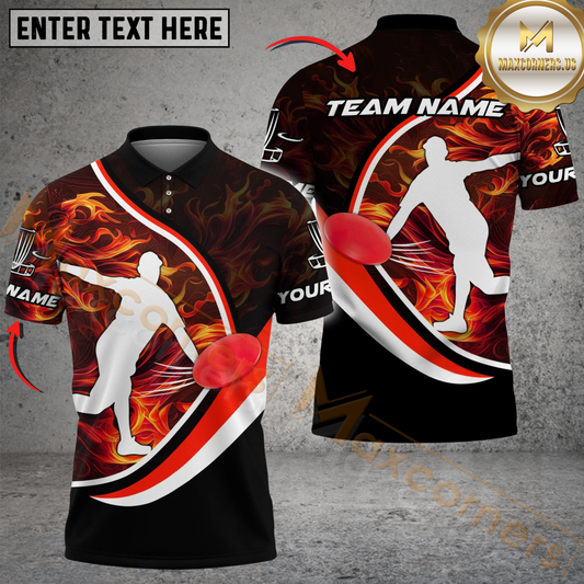 Maxcorners Power Strike Disc Golf Polo Personalized Name, Team Name 3D Shirt (4 Colors)