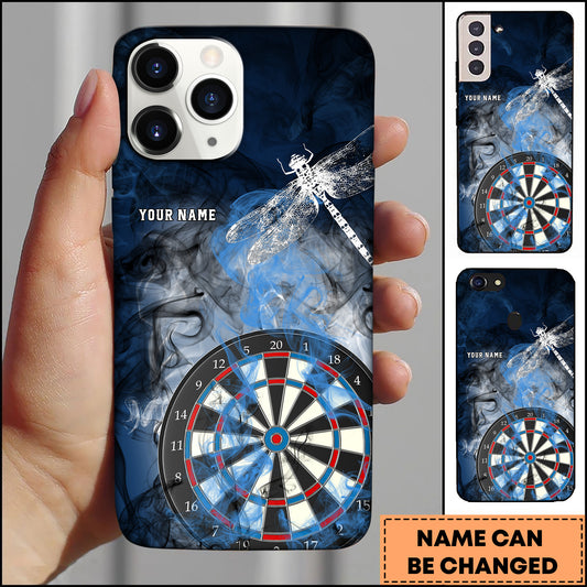 Maxcorners Dragonfly Smoke Dark Art Dartboard Personalized Name 3D Phone Case