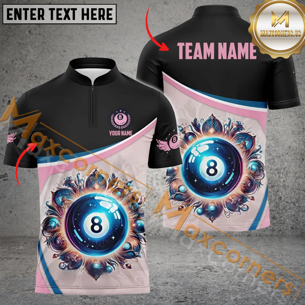 Maxcorners Premium 8-Ball With Unique Design Billiard Sports Jersey Customized Name, Team Name 3D Polo Shirt