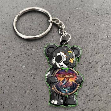 Maxcorners Hiking Cute Panda Outdoor Adventure Customized Name 3D Keychain And Ornament