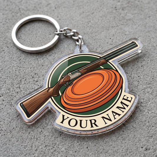 Maxcorners Clay Shooting Shotgun And Stacked Clay Targets Customized Name 3D Keychain And Ornament