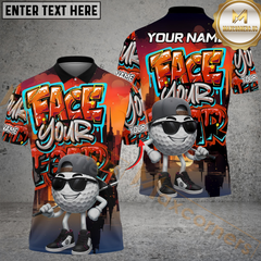 Maxcorners Face Your Fear Street Golf Polo Shirt, Customized Name & Team Name 3D Shirts (4 Colors)