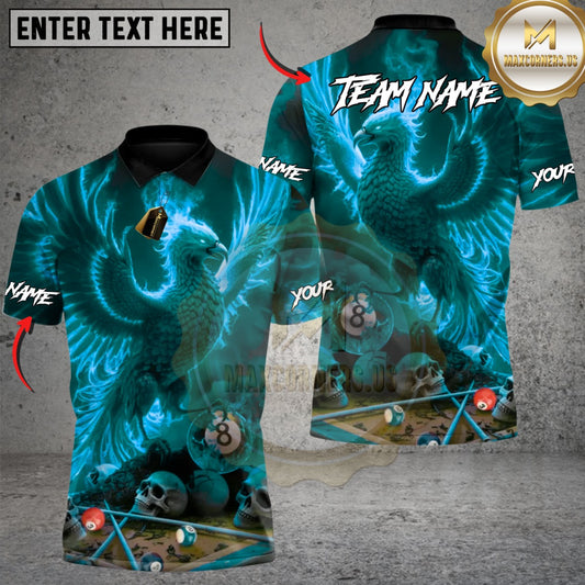 Maxcorners Death & Rebirth Phoenix 8 Ball Billiards Multicolor Customized Name, Team Name 3D Shirts