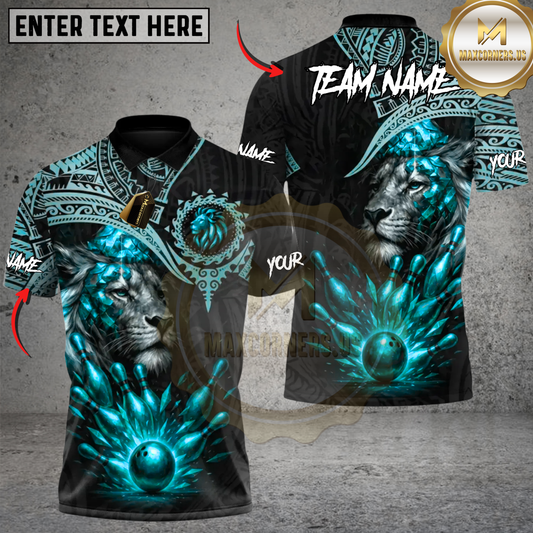 Maxcorners Bowling Golden Lion Dominion Multicolor Customized Name, Team Name 3D Shirts