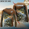 Maxcorners Fishing Leather Pattern Personalized Name, Team Name Long Sleeve Shirt