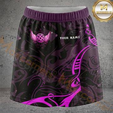 Maxcorners Pickleball Purple Neon Paddle Ball Personalized 3D Skort, Skirts With Shorts