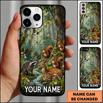 Maxcorners Hunting Cute Forest Wildlife Green Nature Creek Wildflowers Customized Name Phone Case