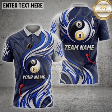 Maxcorners Yin Yang Eight Ball Abstract Ribbon Pool Apparel Multicolor Customized Name, Team Name 3D Shirts