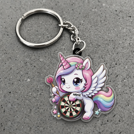 Maxcorners Darts Personalized Unicorn Personalized Name 3D Keychain And Ornament