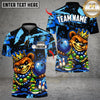 Maxcorners Bowling King Mardi Gras Teddy Bear Multicolor Customized Name, Team Name 3D Shirts