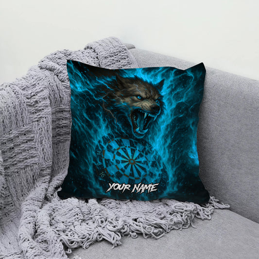 Maxcorners Darts Fire Wolf Lightning Multicolor Customized Name 3D Pillow